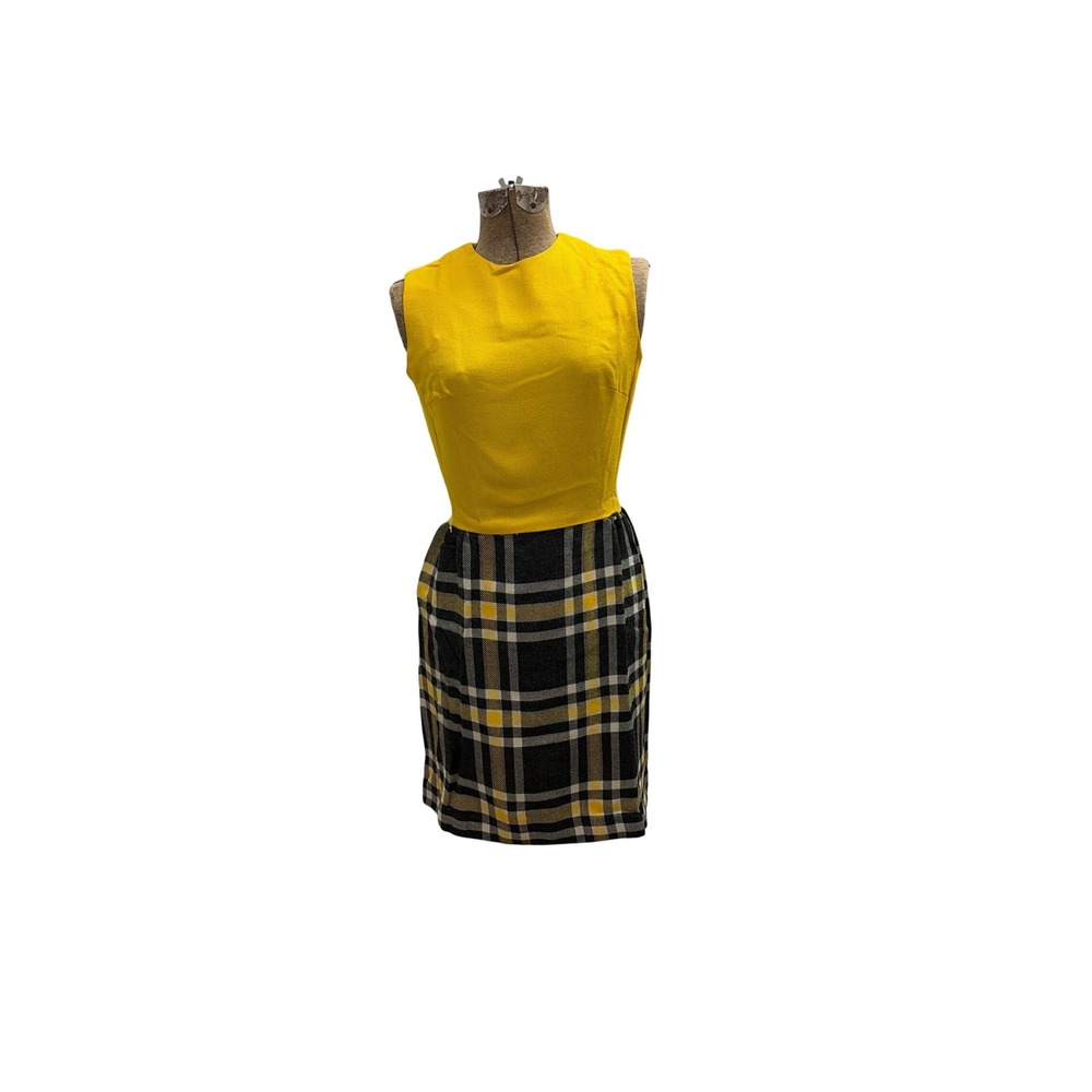 Dress Vintage Tammy‎ Andrews Women Size 11 Yellow Black Good Plaid Mod 60s Mini